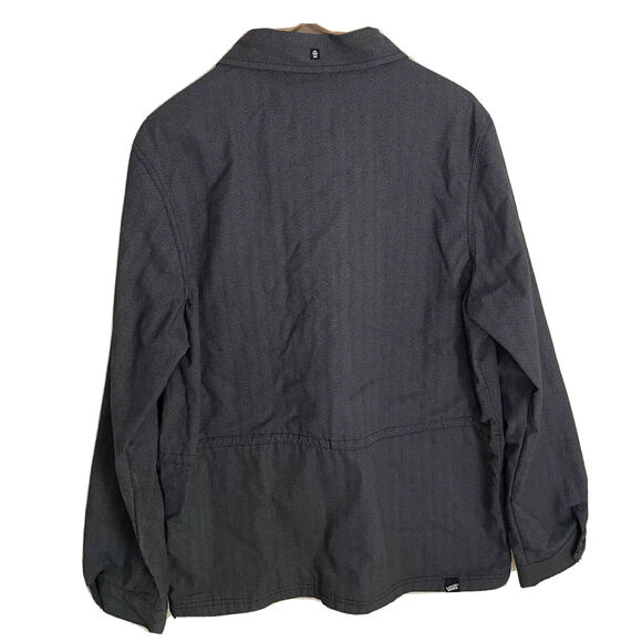 Vans Drill Chore Coat Gray Full Zip Lined Herringbone Pattern Cotton Men Sz Med - Picture 2 of 16